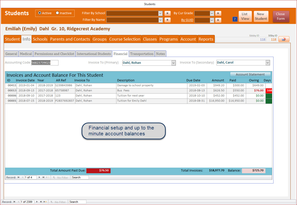 student financial setup