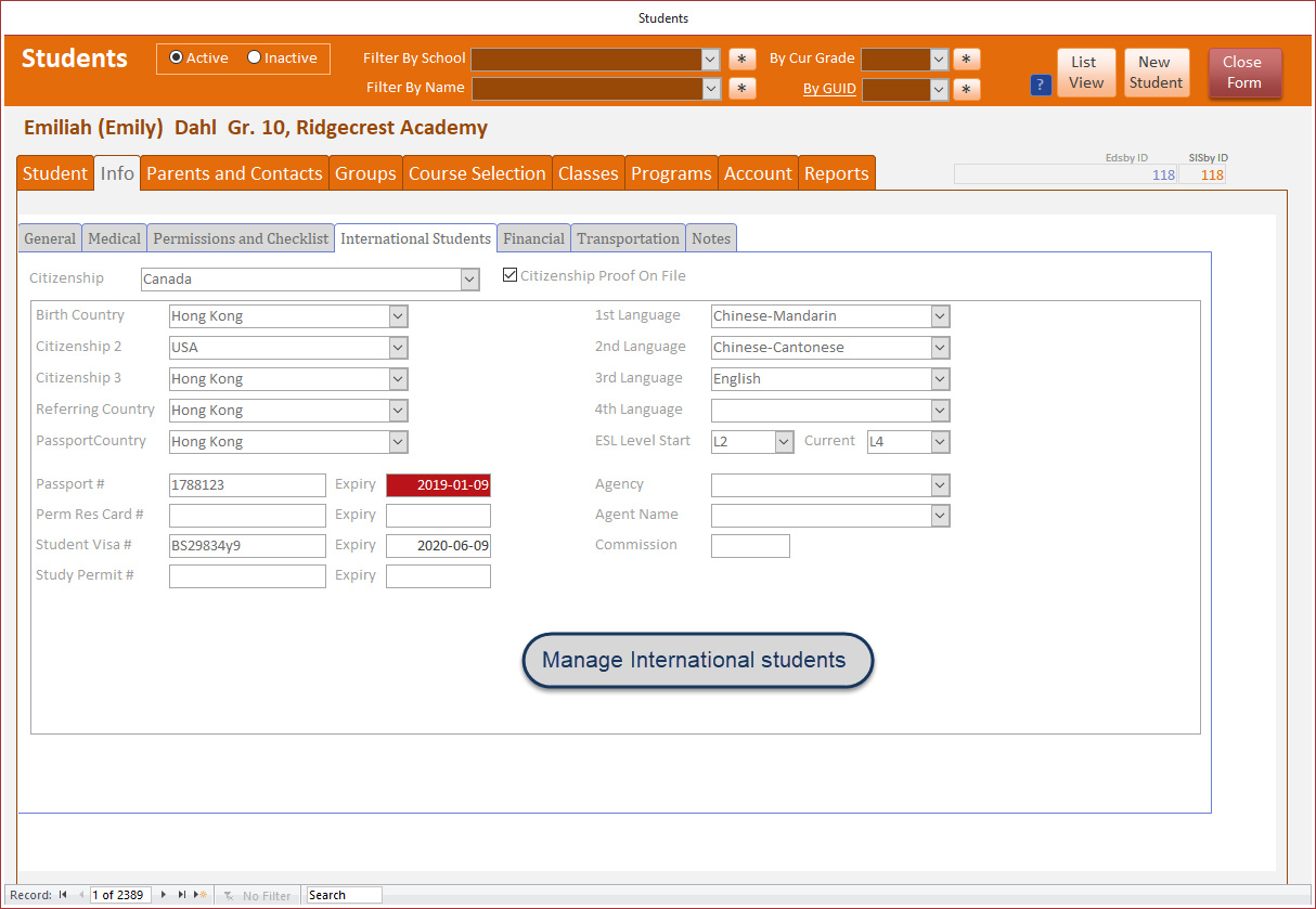 student international screen